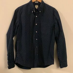 J. Crew Slim Untucked Navy Blue Dotted Casual Dress Shirt!